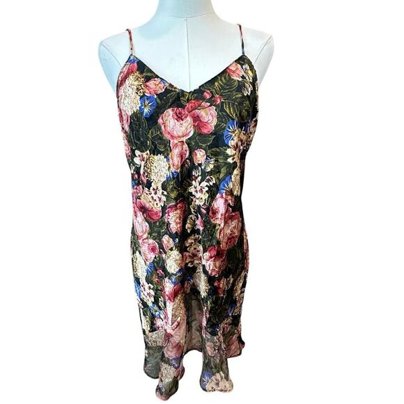 VTG Y2K Circa 2000 Size Medium Fairy Silk Floral Baby Doll Chemise Slip Dress - Picture 1 of 15